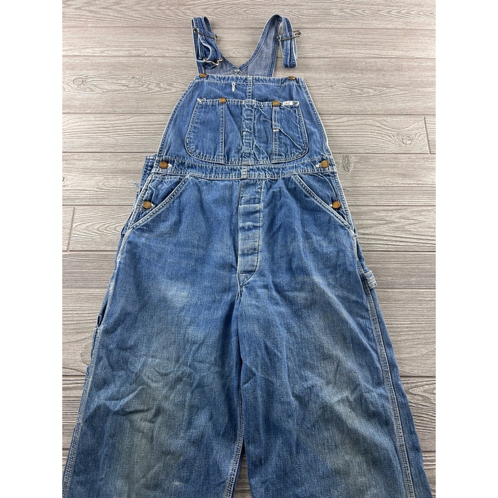 Vintage Lee Denim Overalls Blue Bib Workwear Dungarees Carpenter 34x27.5